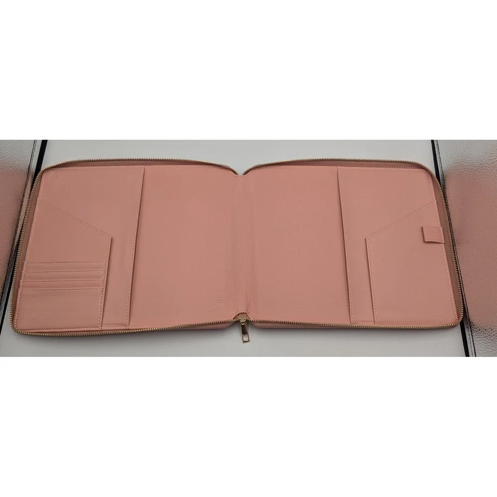 Planner Folio Blush Pink Vegan Leather Zip Organizer O/S